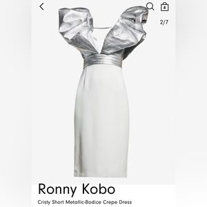 Ronny Kobo White/Silver Cocktail Dress Size US10